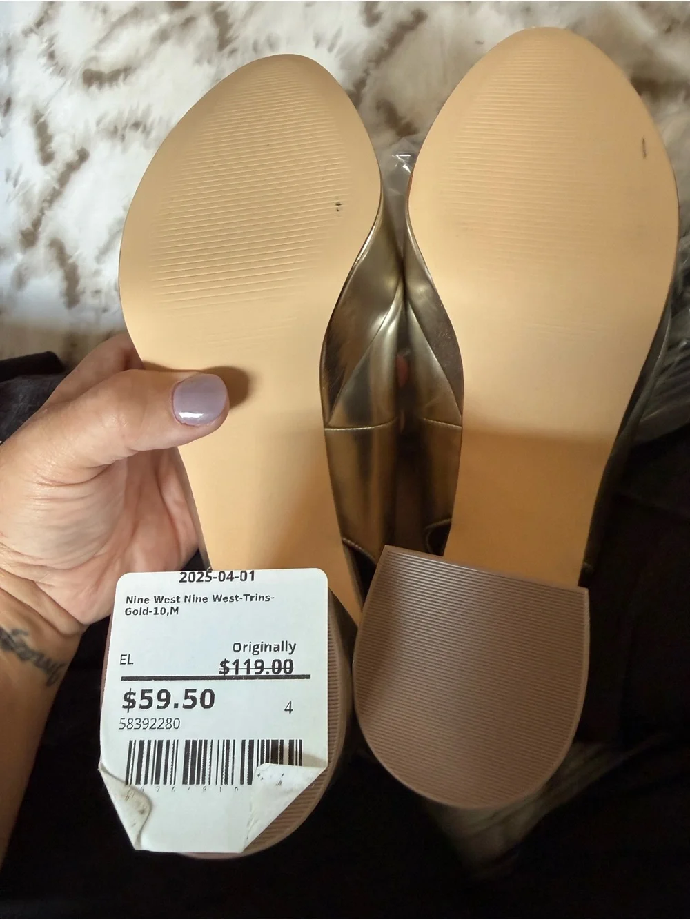 Nine West Metallic Gold Platform Slingback Pumps
